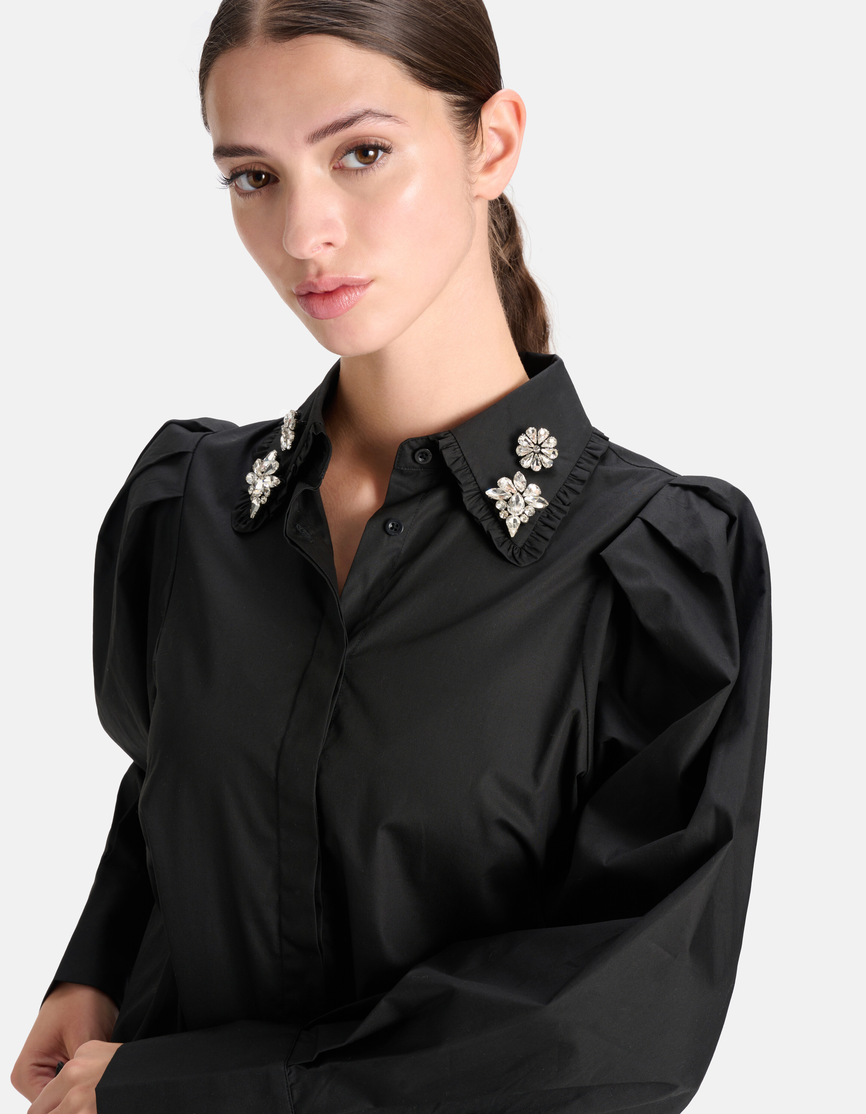 Bluse mit Strass-Detail Schwarz SHOEBY WOMEN