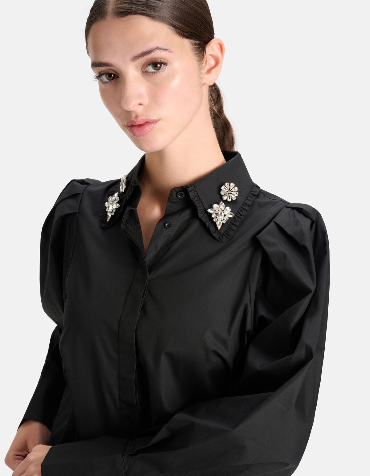 Bluse mit Strass-Detail Schwarz SHOEBY WOMEN