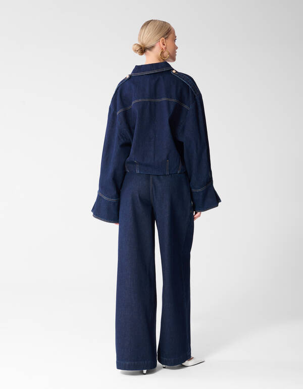 Oversized Fit Denim Blouse Donkerblauw SHOEBY WOMEN