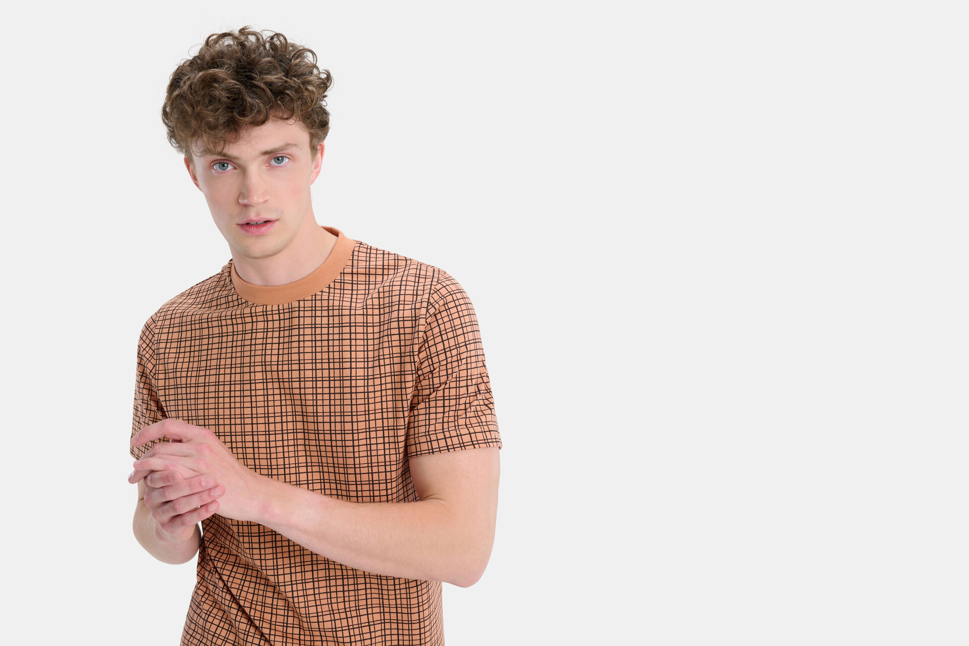 T-Shirt mit Karodruck Orange REFILL