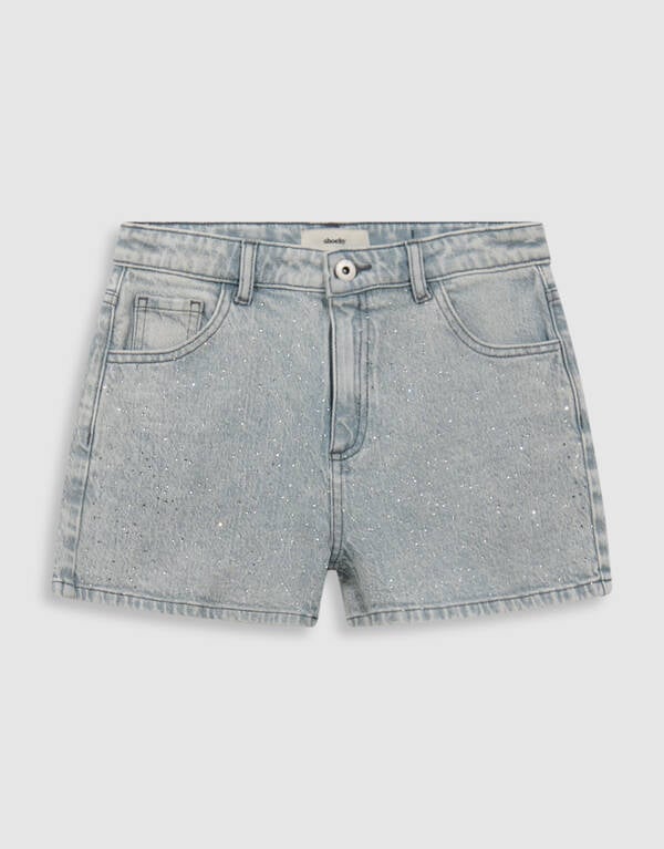 Sportliche Strass Shorts Grau SHOEBY GIRLS