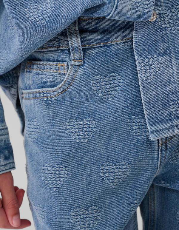 Jeans mit weitem Bein und Herzmotiv, Blau SHOEBY GIRLS