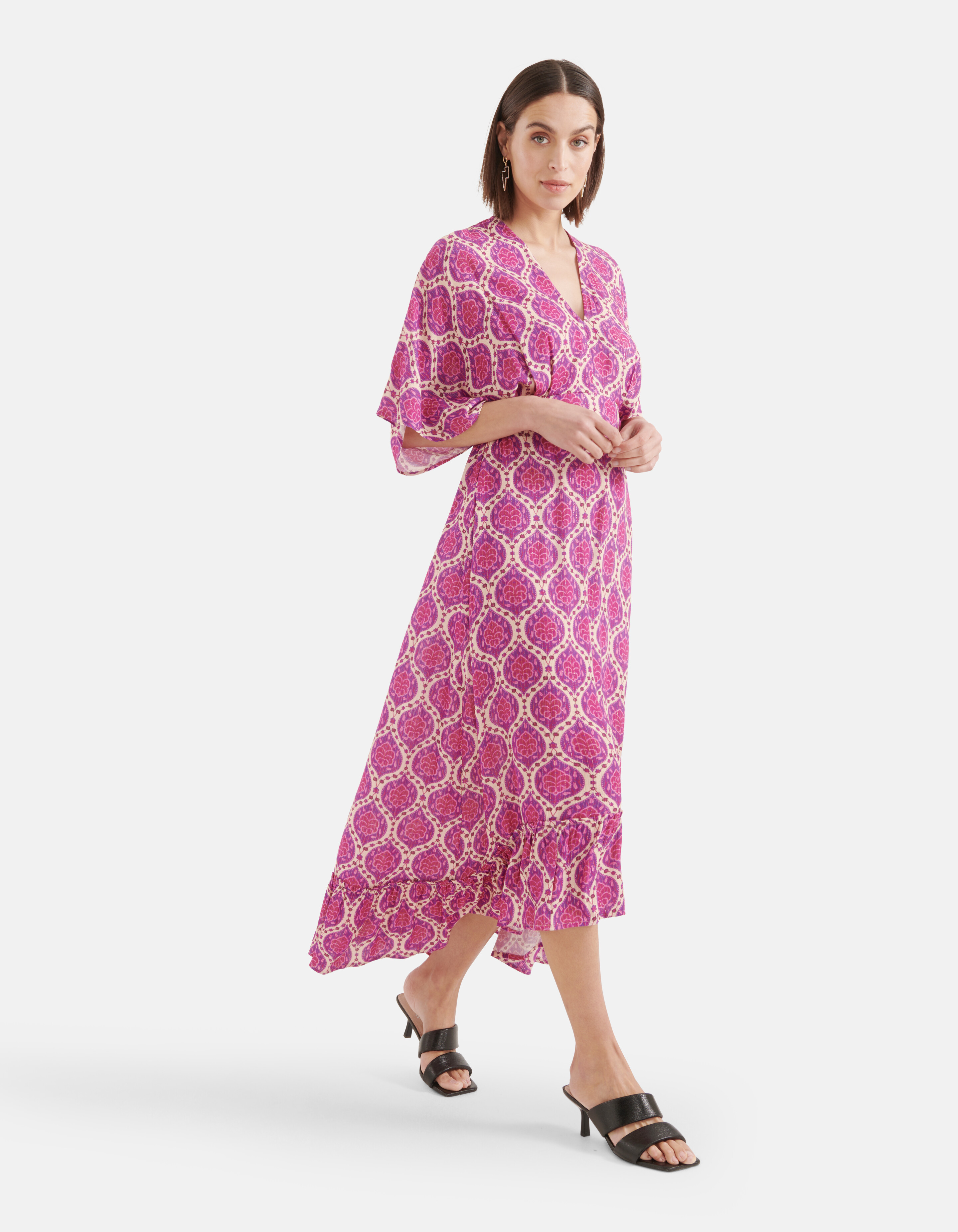 Grafik Lurex Maxikleid Lila SHOEBY WOMEN