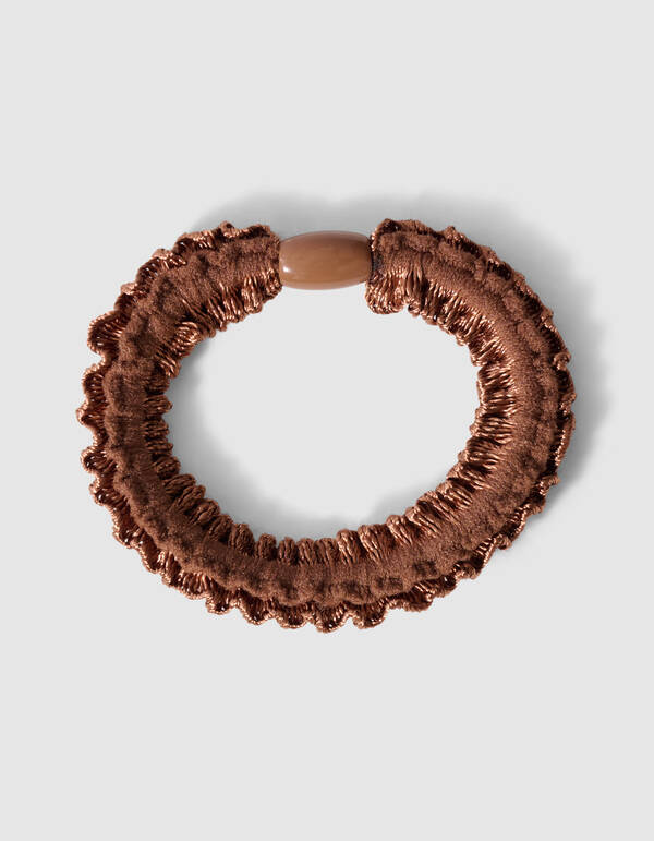 Kleines Haargummi mit R&uuml;schen Braun SHOEBY ACCESSOIRES