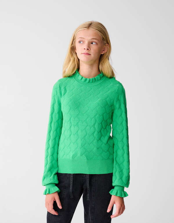 Stricktop mit Herzmotiv Grün SHOEBY GIRLS