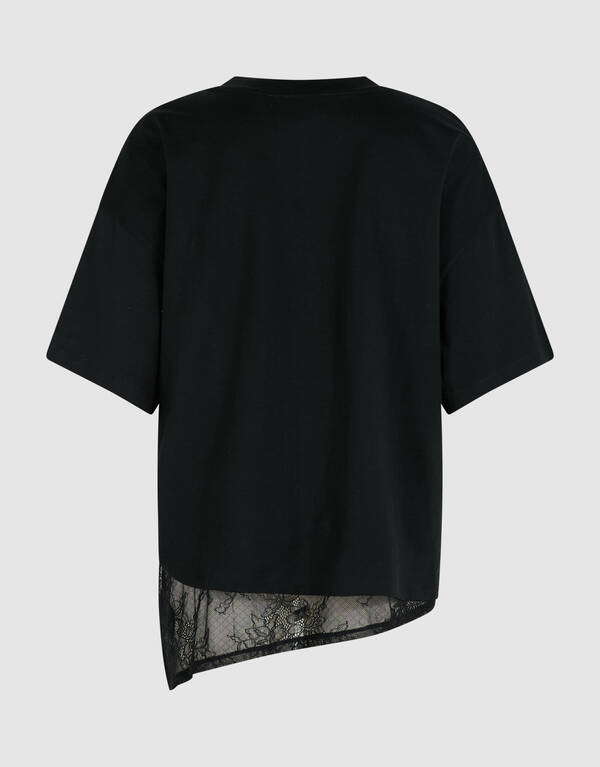 T-Shirt mit Spitzeneinsatz Schwarz SHOEBY WOMEN