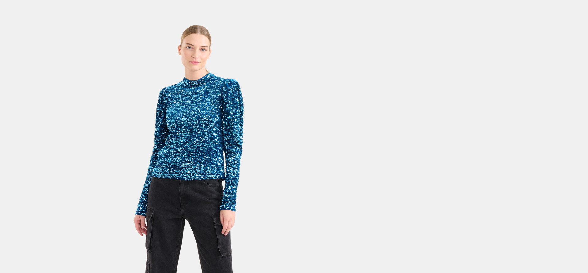 Pailletten Top Blauw SHOEBY WOMEN
