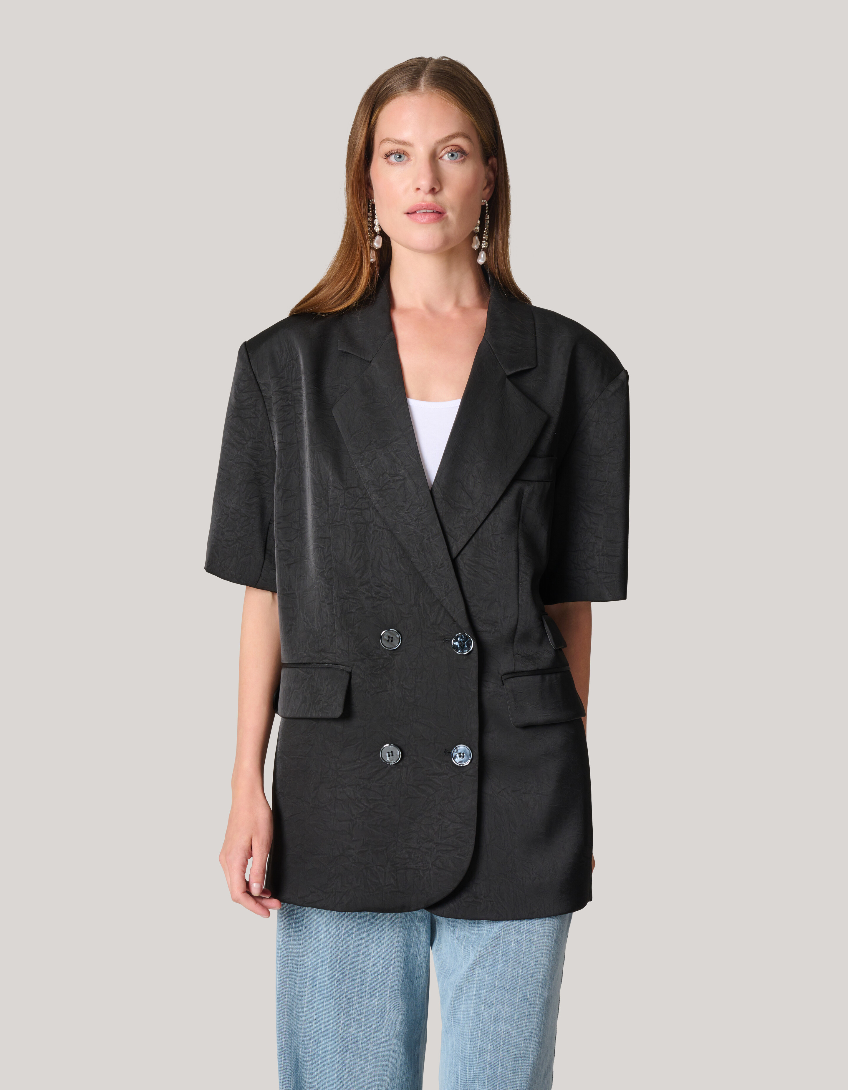 Übergroßer Blazer mit kurzen Ärmeln Schwarz SHOEBY WOMEN