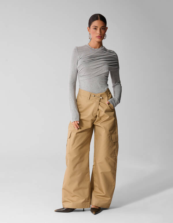 Drapierte Langarmshirt Grau By Anna SHOEBY WOMEN