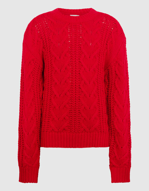 Zopfmusterpullover mit Schleife Rot SHOEBY GIRLS