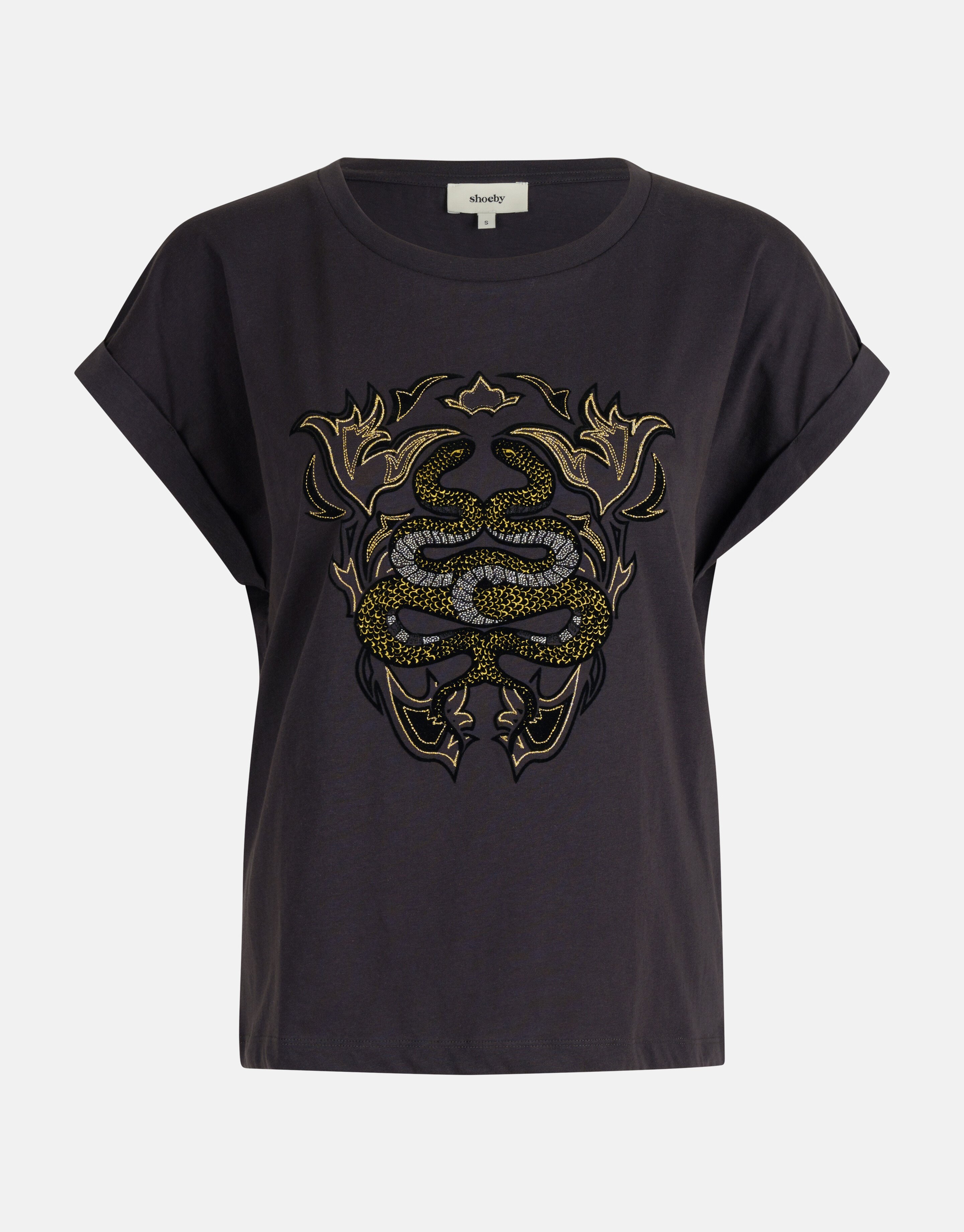 T-shirt mit Schlangenstickerei Dunkelgrau SHOEBY WOMEN