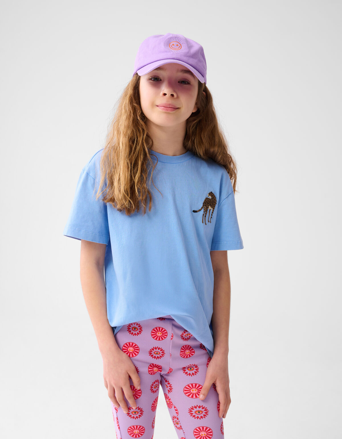 Leopard Embroidery T-shirt Light Blue von Lizzy SHOEBY GIRLS