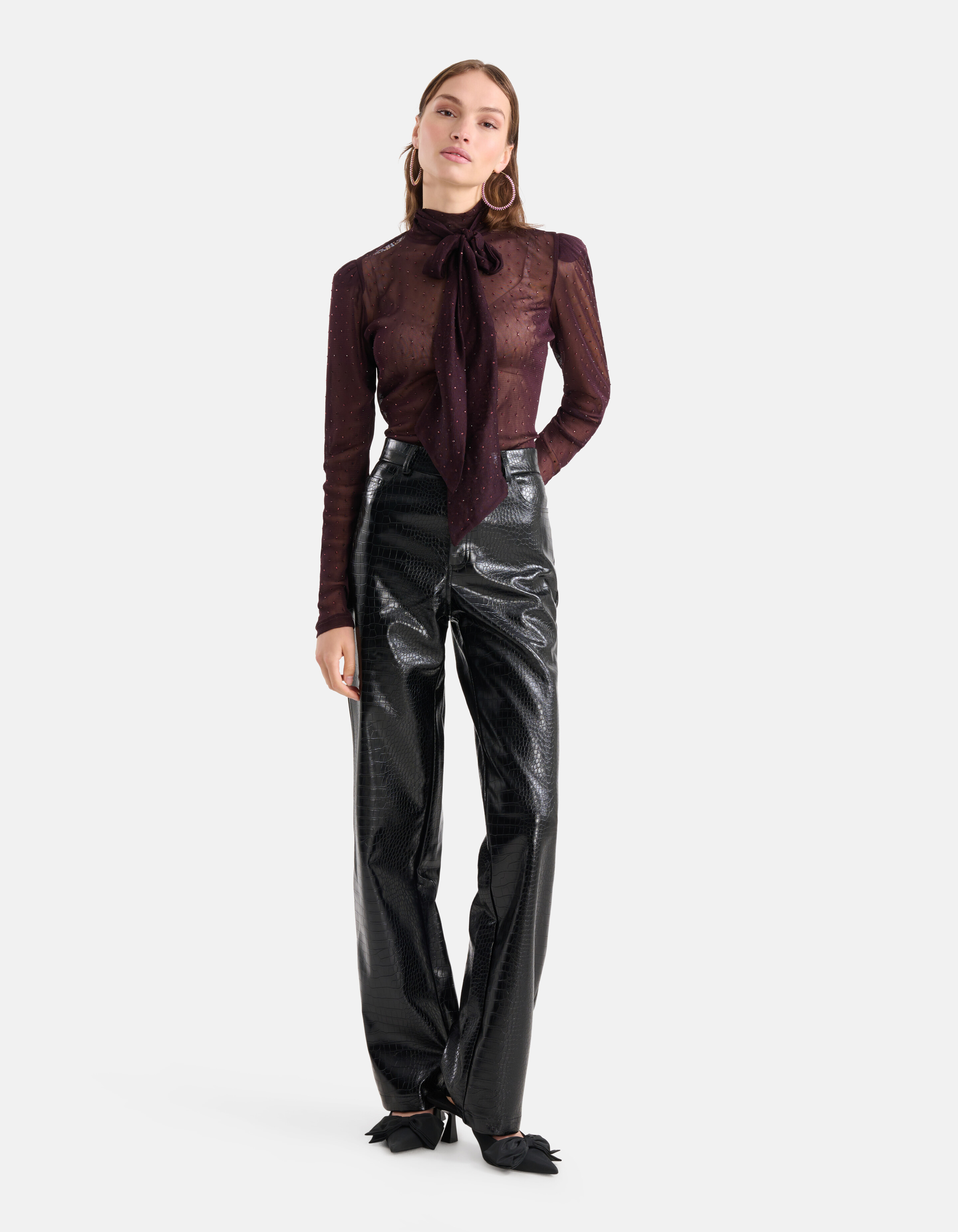 Strassbesetztes Top Bordeaux SHOEBY WOMEN