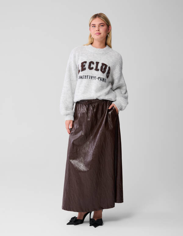 Maxirock aus veganem Leder in Braun SHOEBY WOMEN