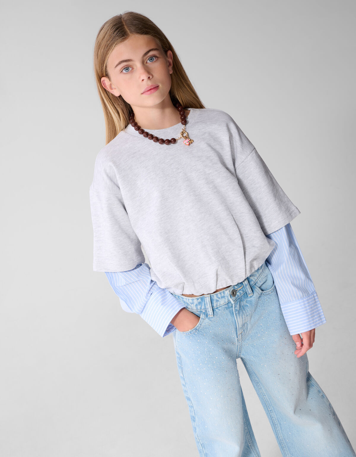Balloon Longsleeve T-shirt Lichtgrijs SHOEBY GIRLS