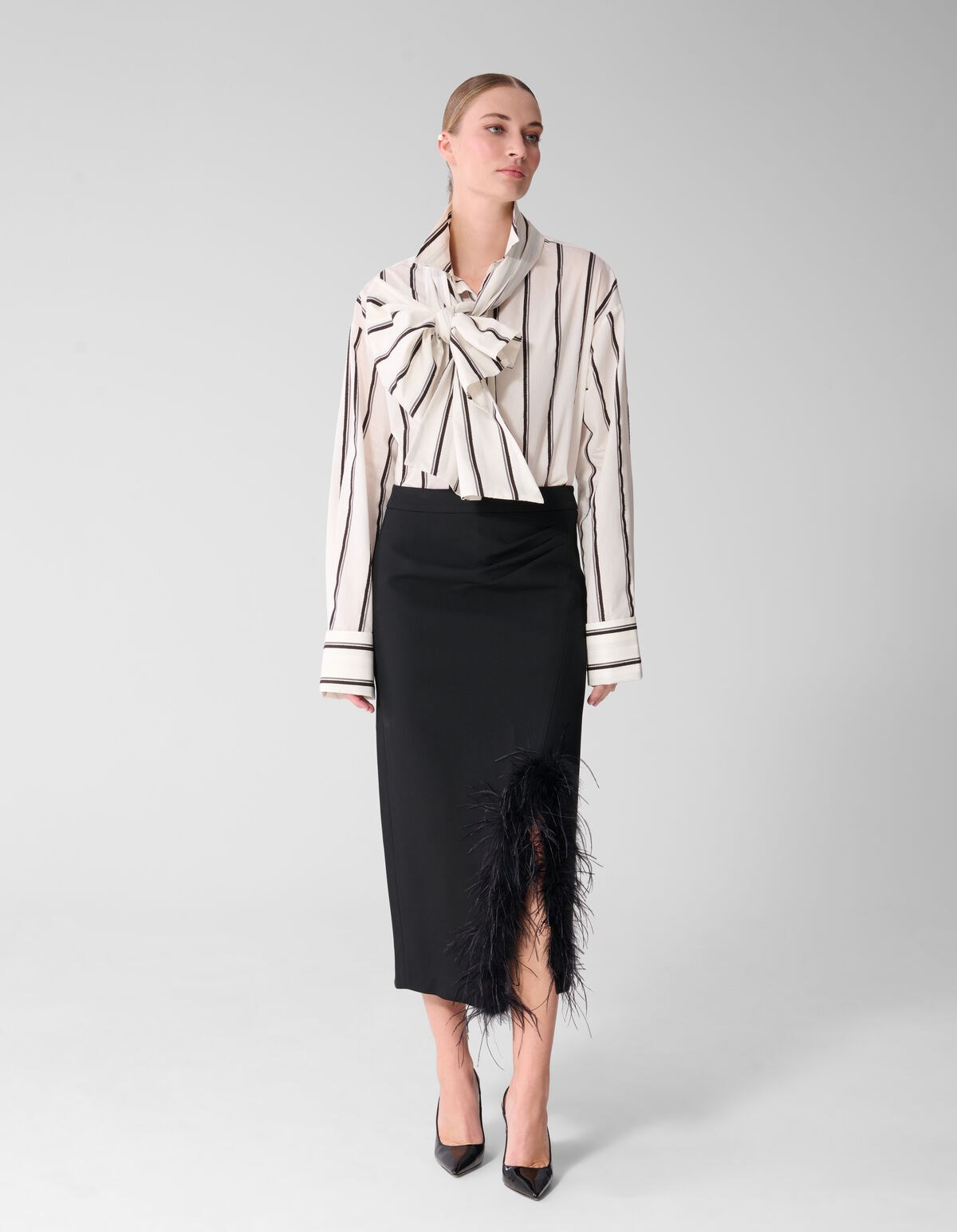 Gestreifte Jacquard-Bluse Offwhite By Mieke SHOEBY WOMEN