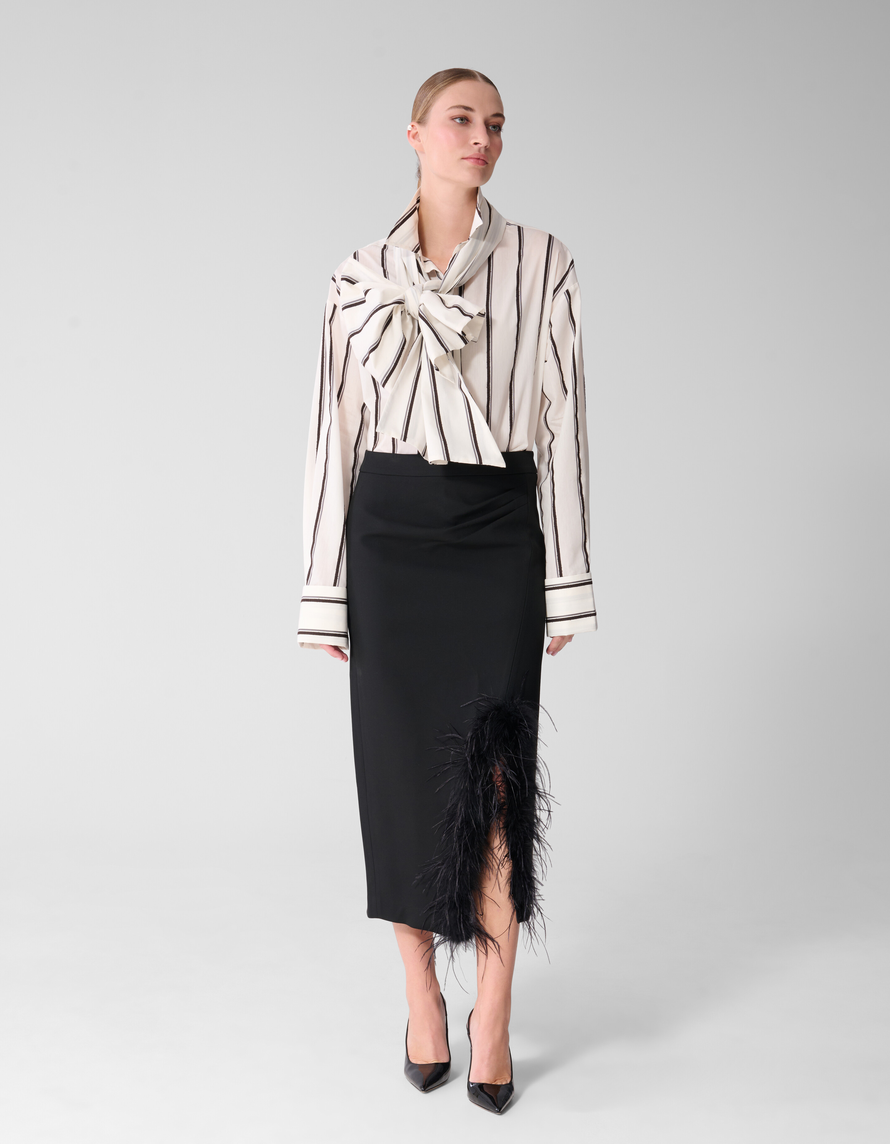 Gestreifte Jacquard-Bluse Offwhite By Mieke SHOEBY WOMEN