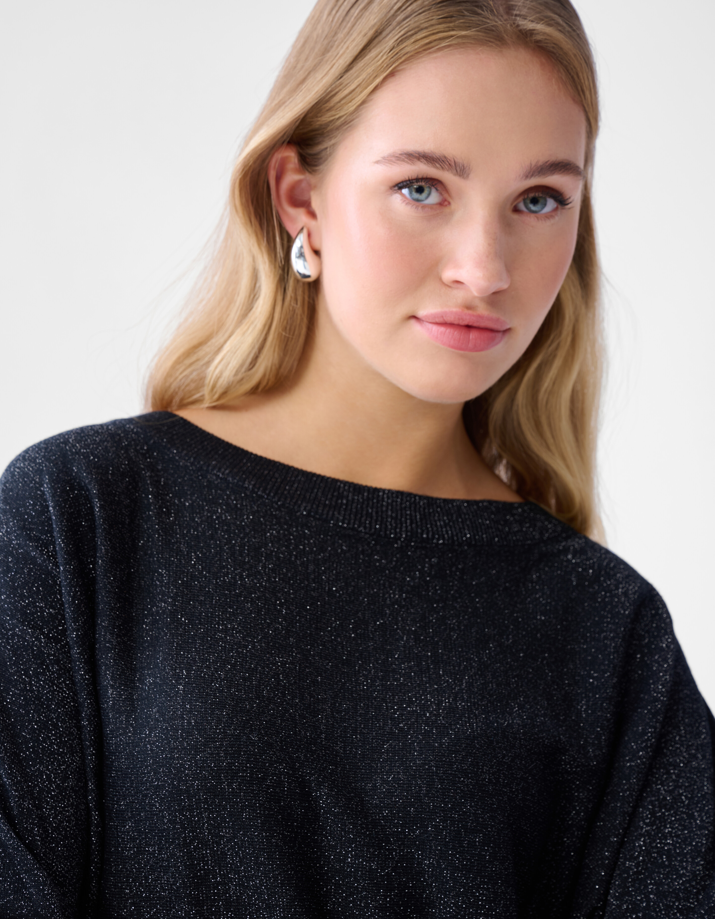 Glitzer Fledermausärmel Pullover Schwarz SHOEBY WOMEN