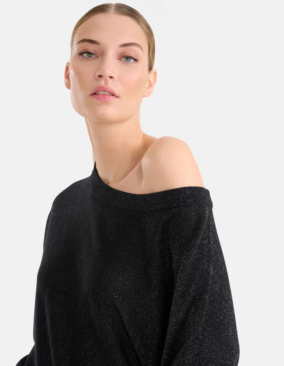 Glitzer Fledermausärmel Pullover Schwarz SHOEBY WOMEN