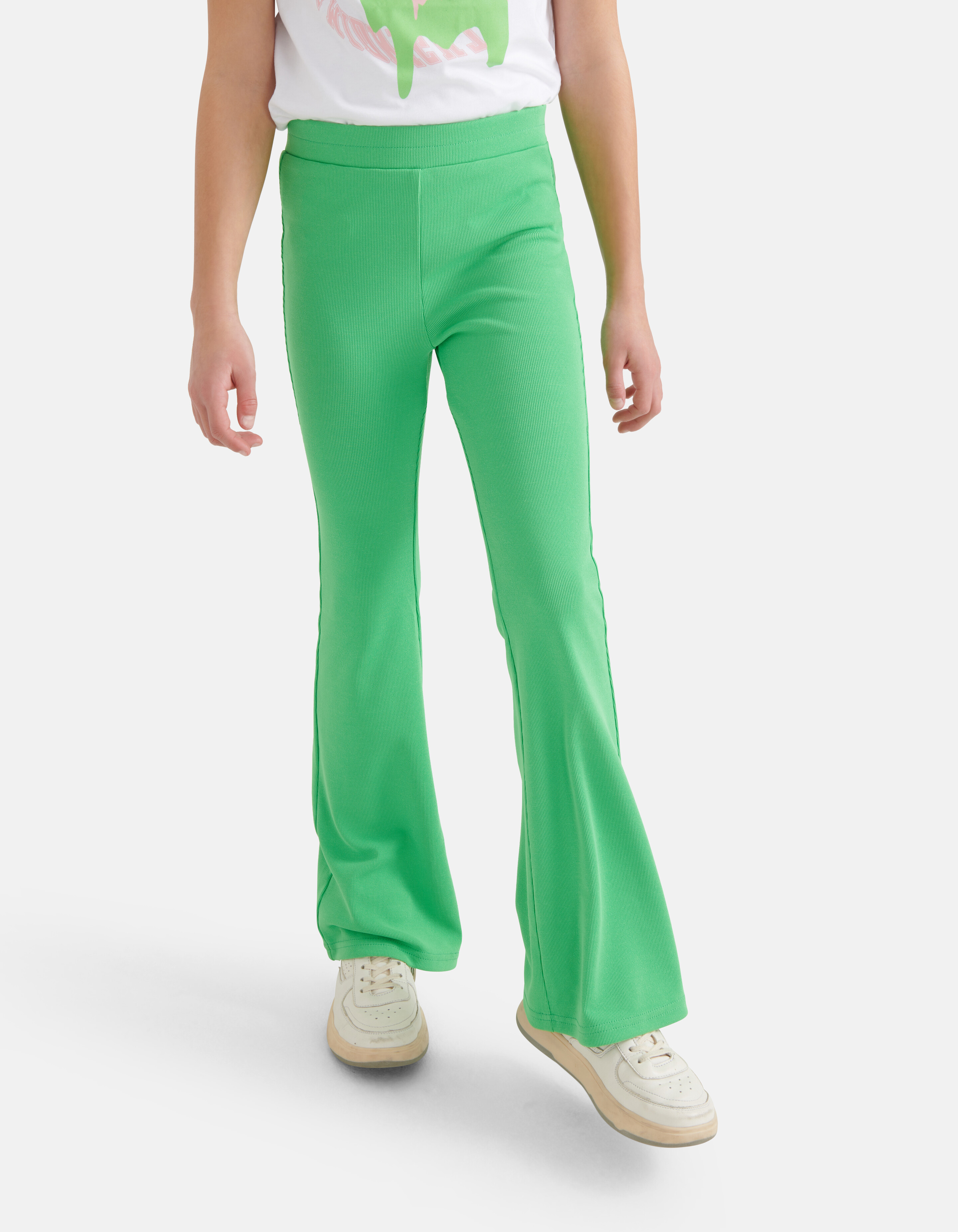Ausgestellte Rippen-Leggings Grün SHOEBY GIRLS