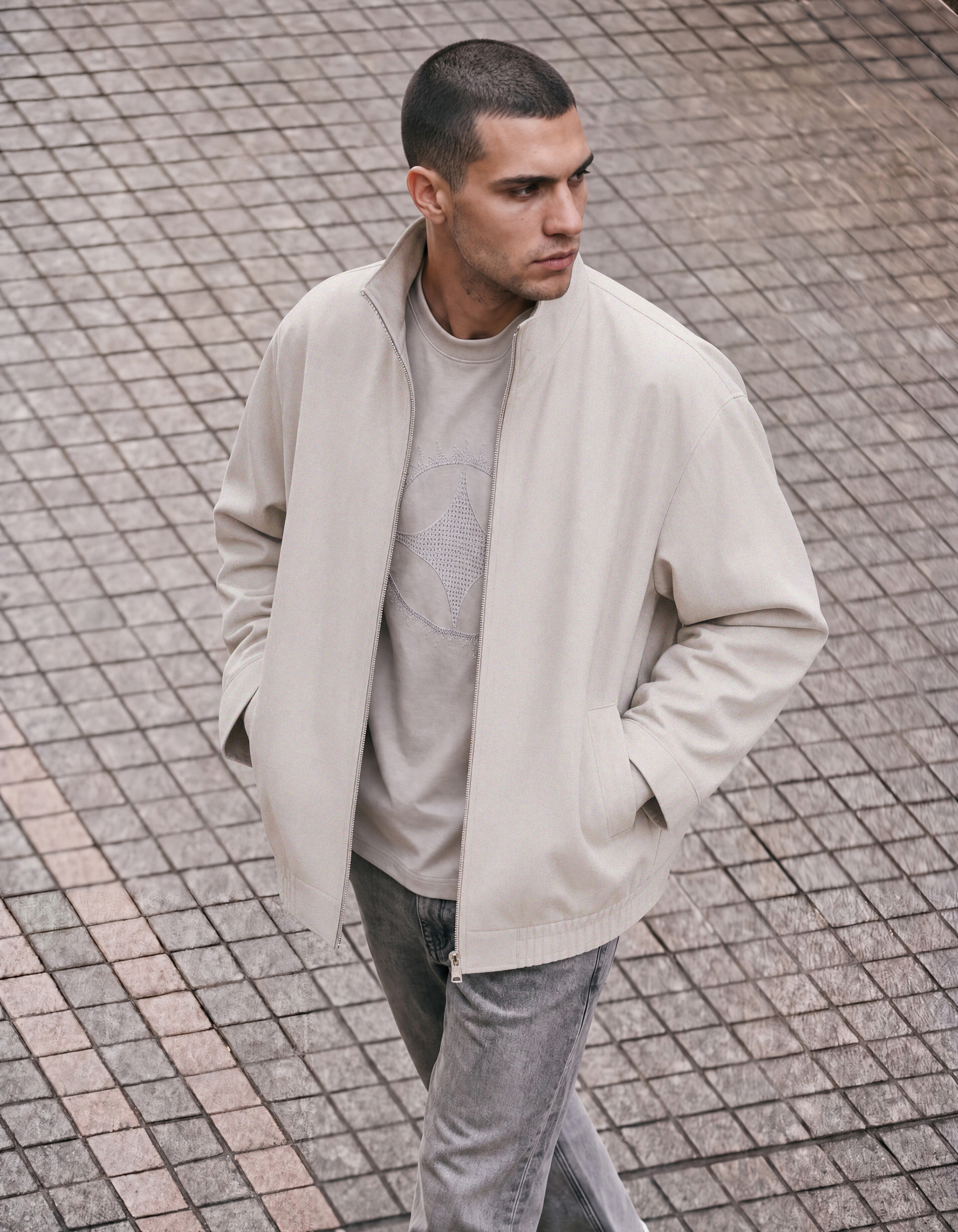Funnel Neck Jacke Sand SHOEBY MEN