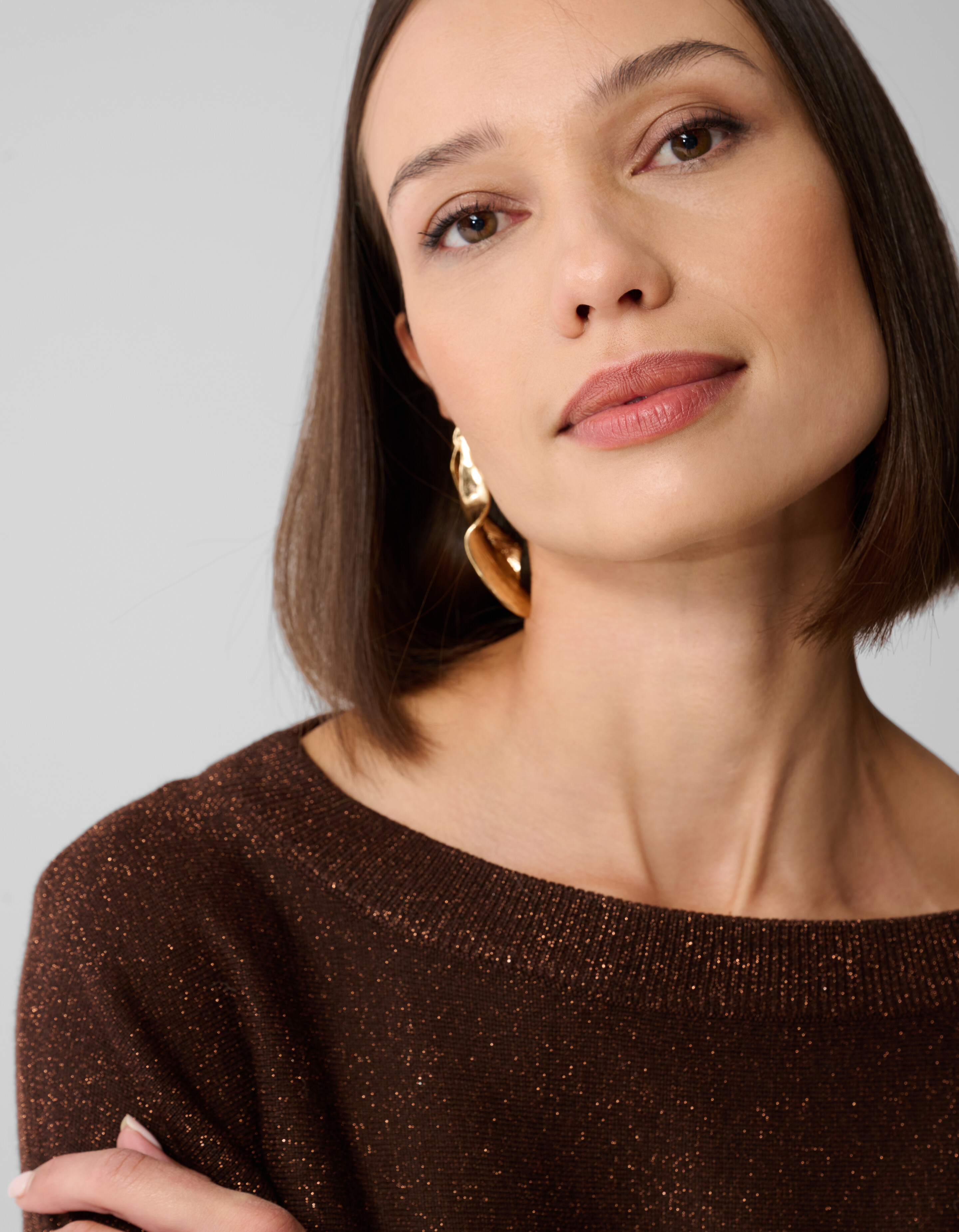 Glitzer Fledermaus Pullover Braun SHOEBY WOMEN