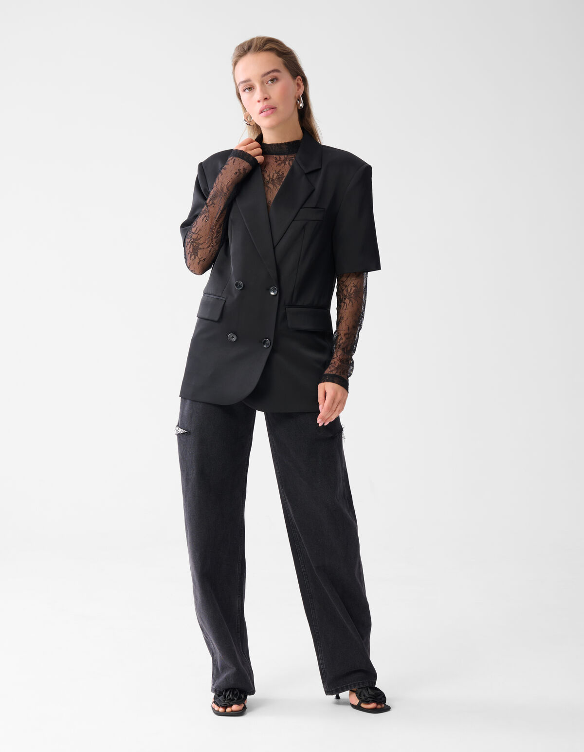 Übergroßer Blazer mit kurzen Ärmeln Schwarz von Mo SHOEBY WOMEN