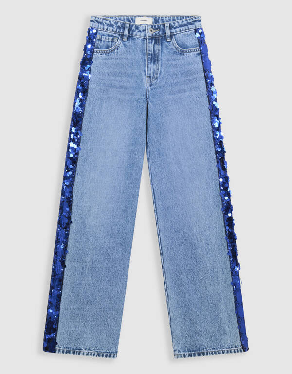 Glitter Tape Wide Leg Jeans Blau SHOEBY ACCESSOIRES