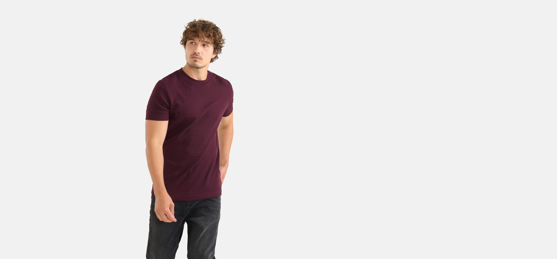 Structuur T-shirt Bordeaux SHOEBY MEN