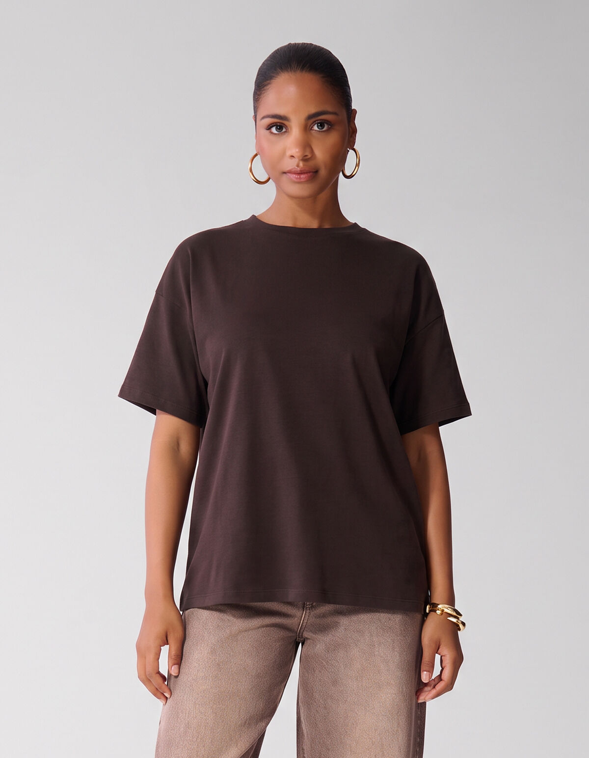Oversized-T-Shirt Dunkelbraun SHOEBY WOMEN