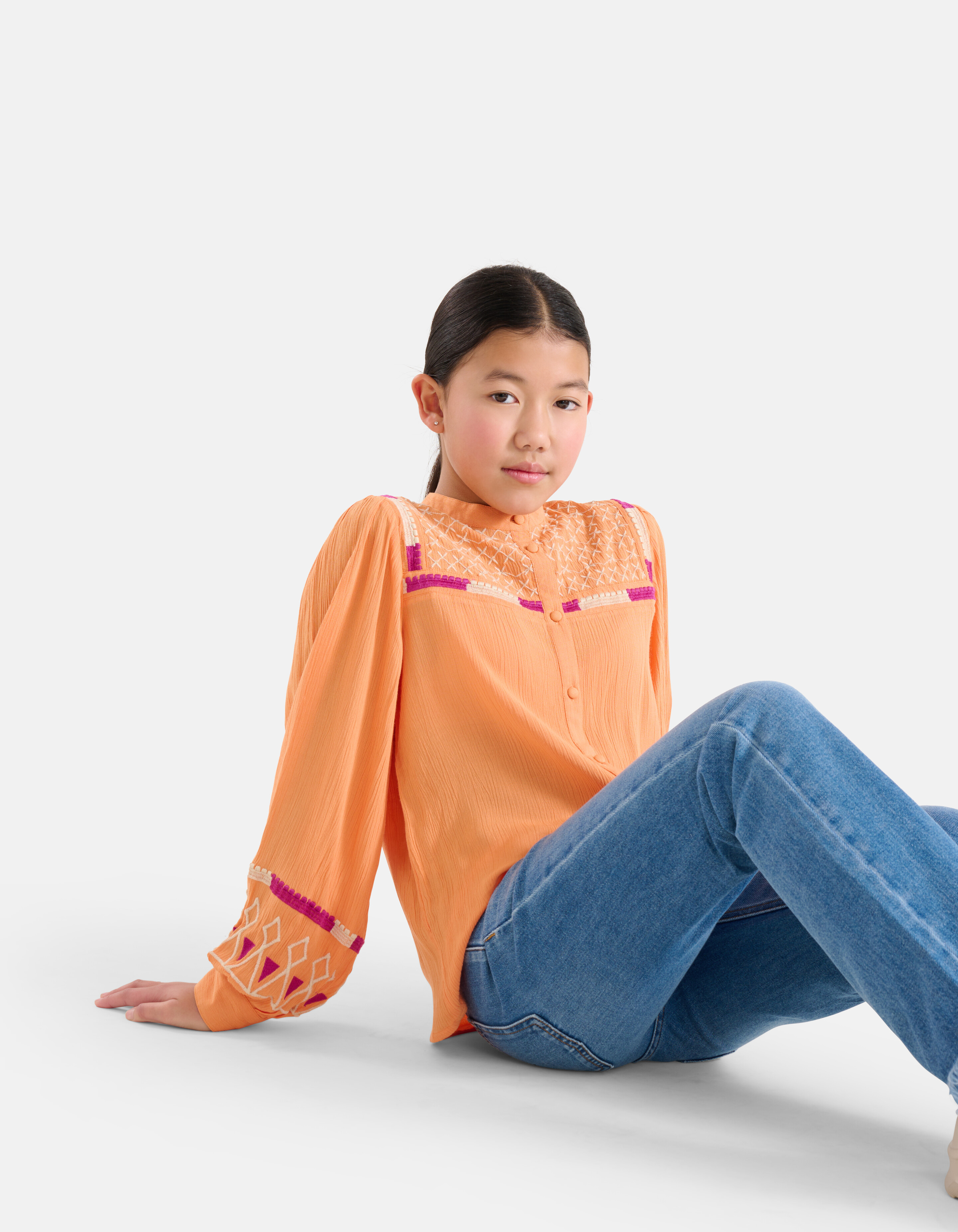 Bluse mit Stickerei Orange SHOEBY GIRLS