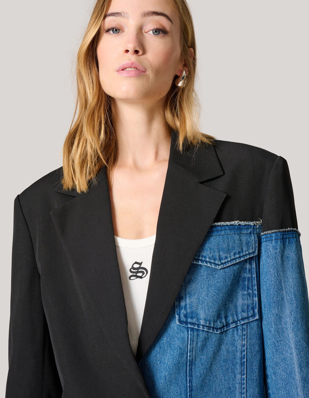 Zweifarbiger Denim-Blazer Schwarz/Blau SHOEBY WOMEN