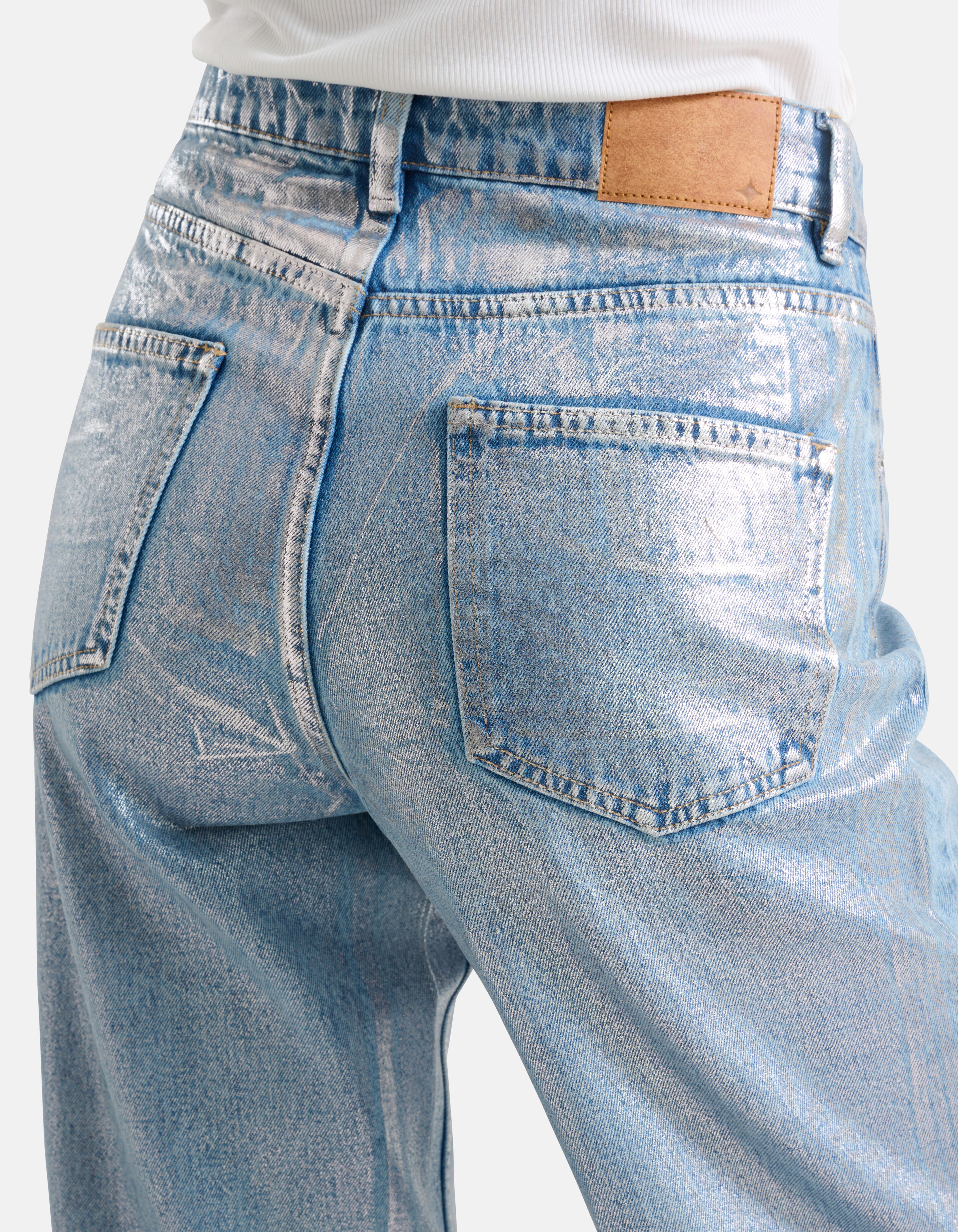 Metallic Jeans mit weitem Bein Silber L33 SHOEBY WOMEN