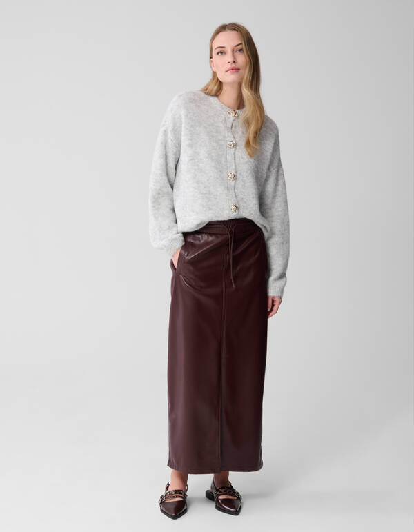 Maxirock aus veganem Leder Dunkelrot SHOEBY WOMEN