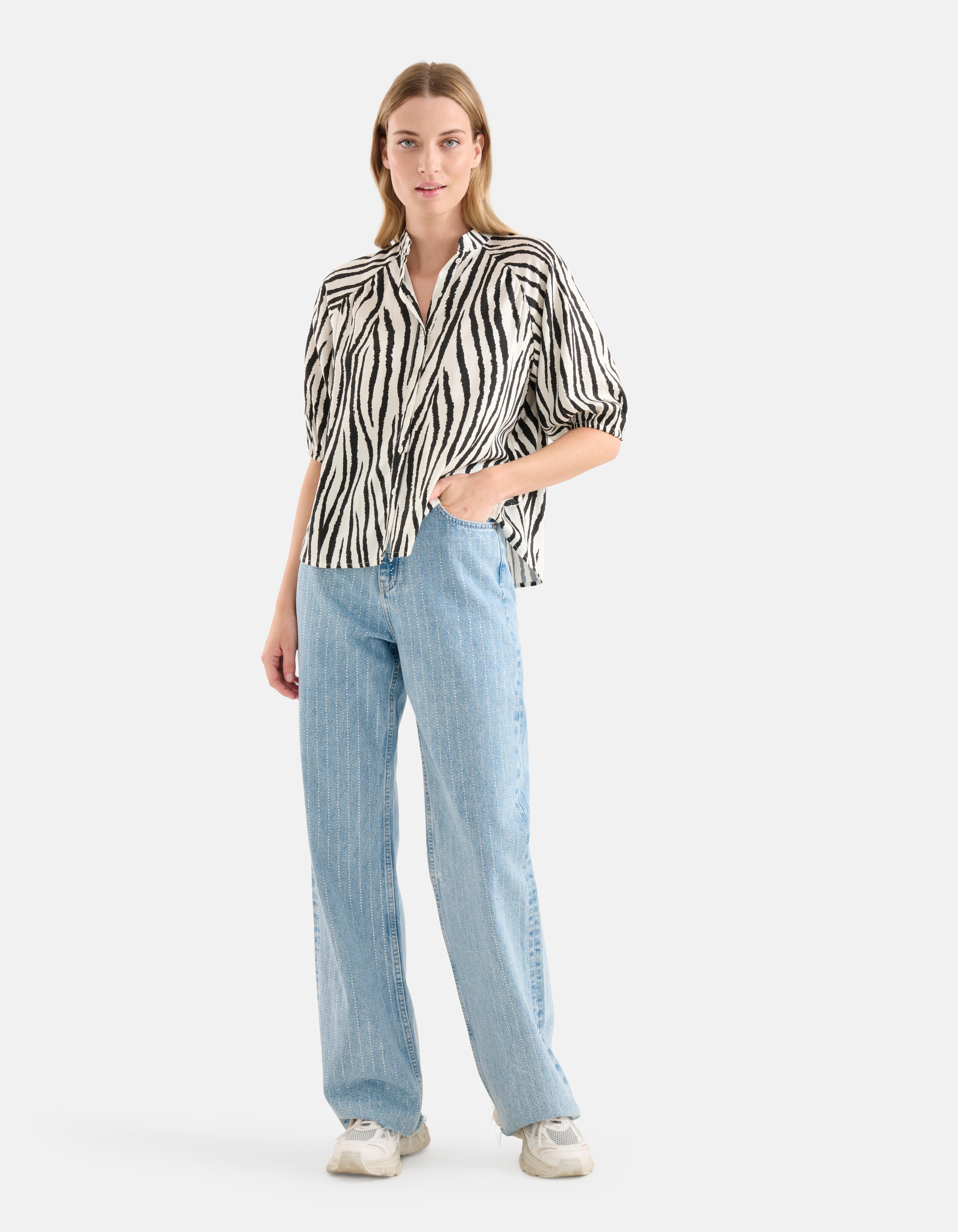 Bluse mit Zebradruck Schwarz/Weiß SHOEBY WOMEN