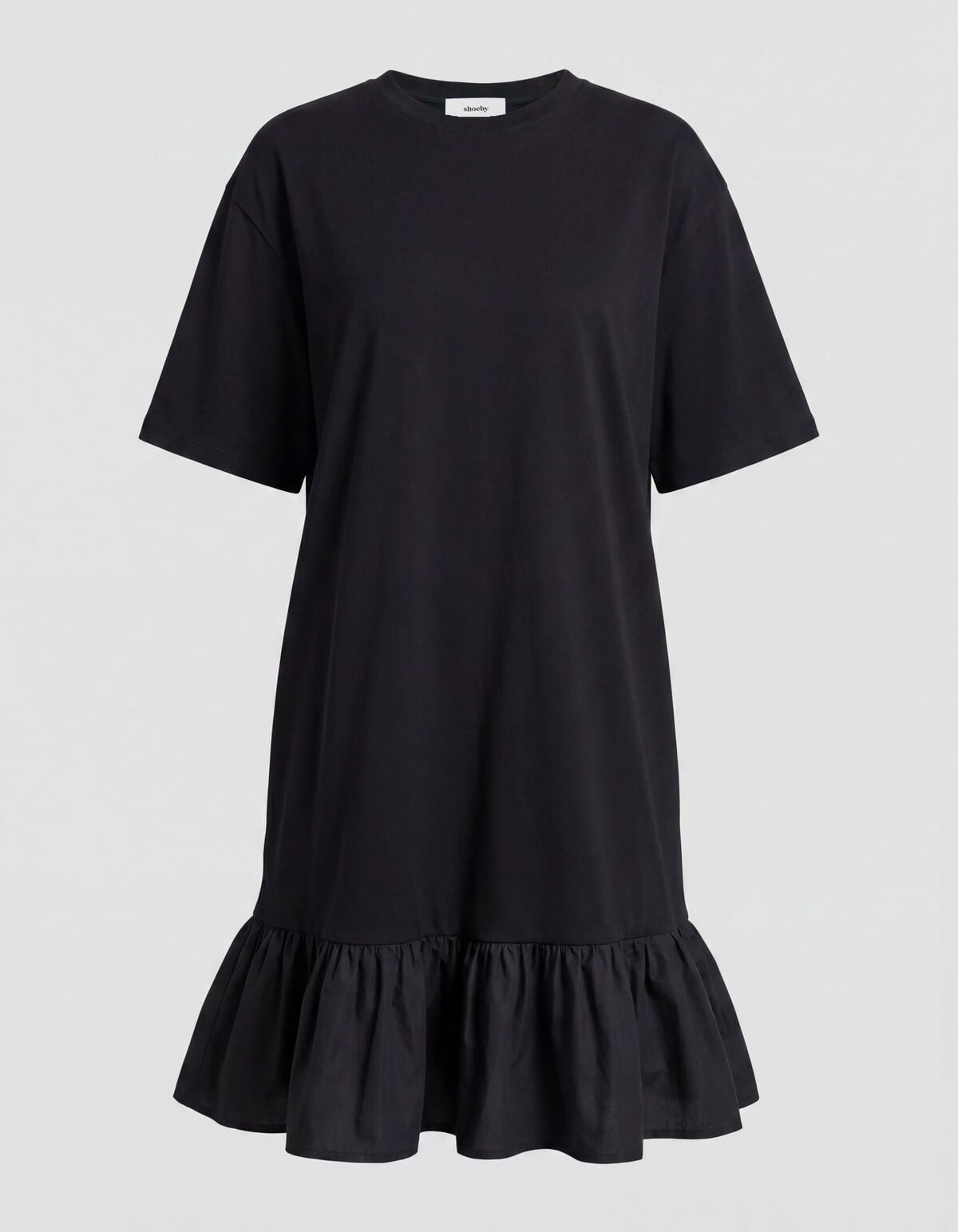 R&uuml;schen T-Shirt Mini Kleid Schwarz SHOEBY WOMEN