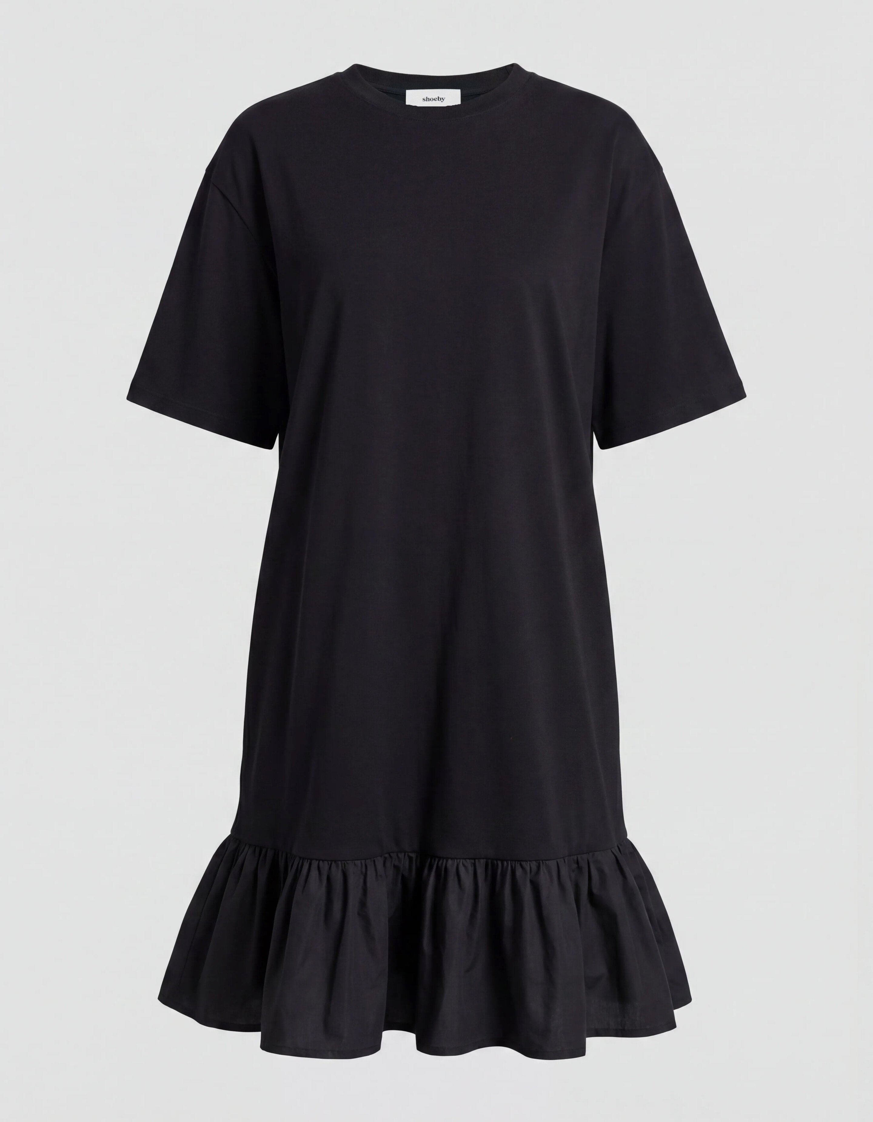 R&uuml;schen T-Shirt Mini Kleid Schwarz SHOEBY WOMEN