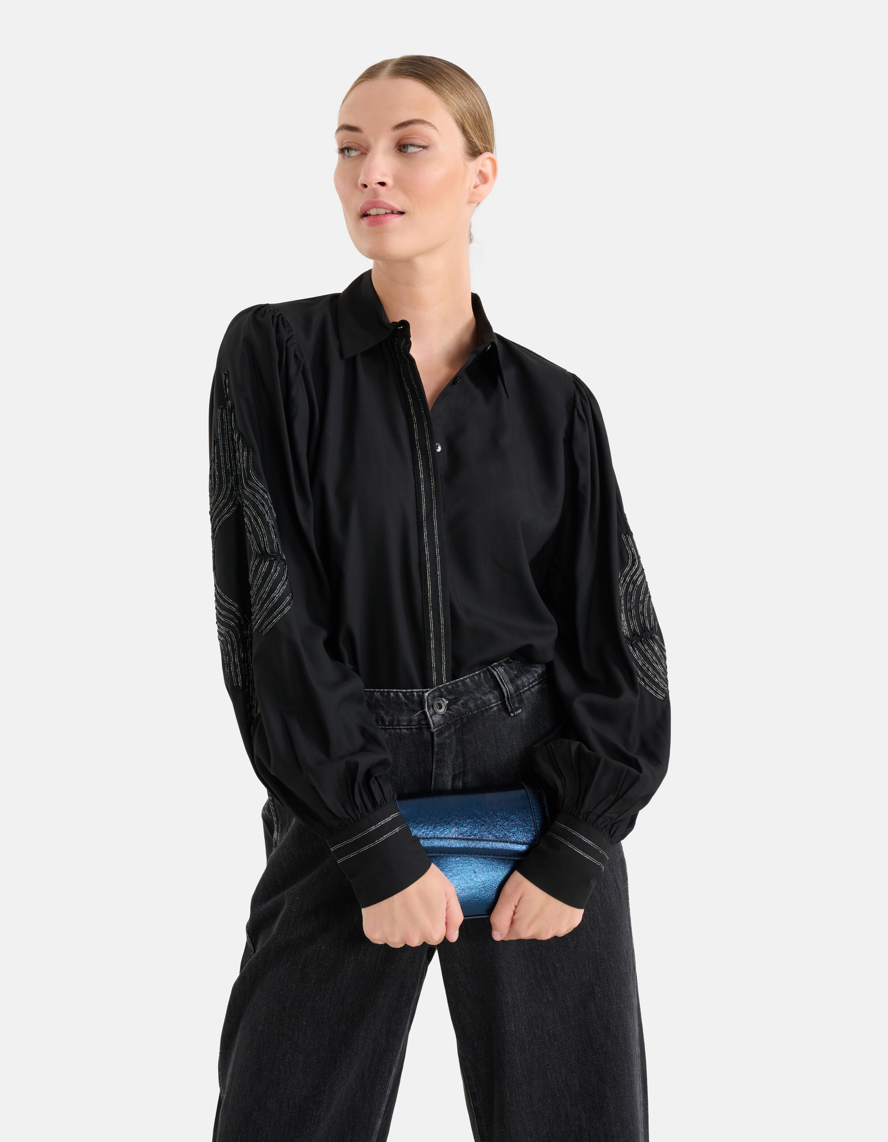 Lurex-Band-Bluse Schwarz SHOEBY WOMEN