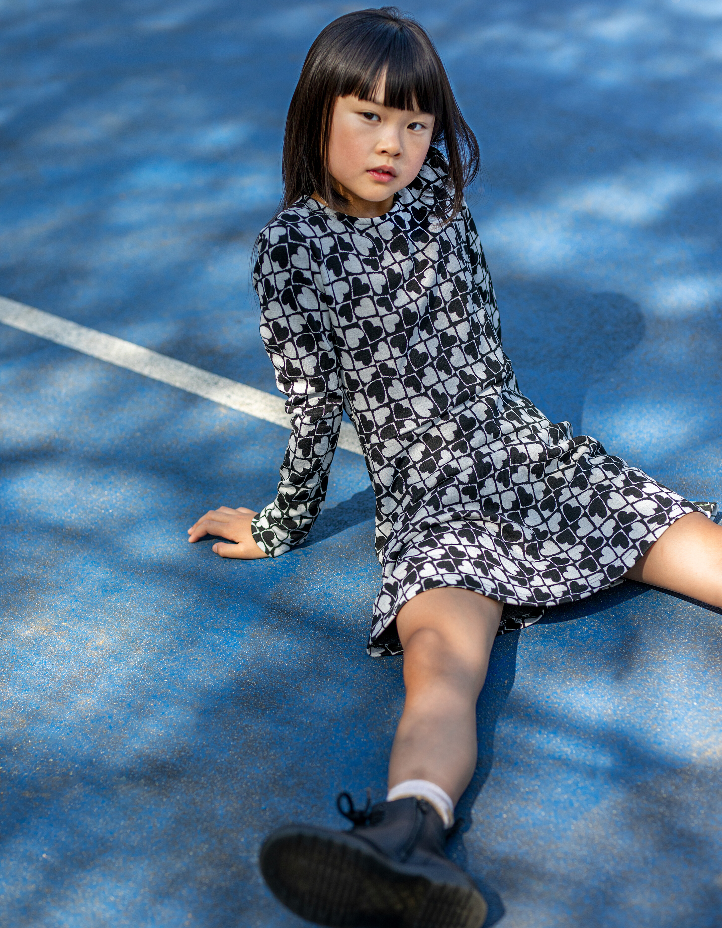 Bedrucktes Kleid Grau/Schwarz SHOEBY GIRLS