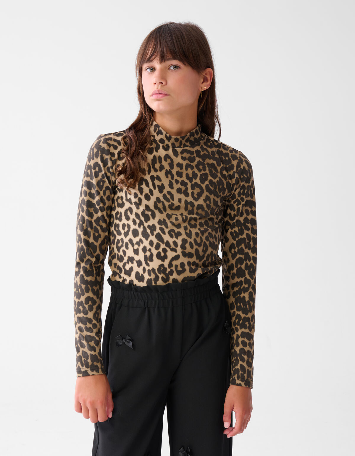 Leoparden-Rollkragenpullover Braun SHOEBY GIRLS