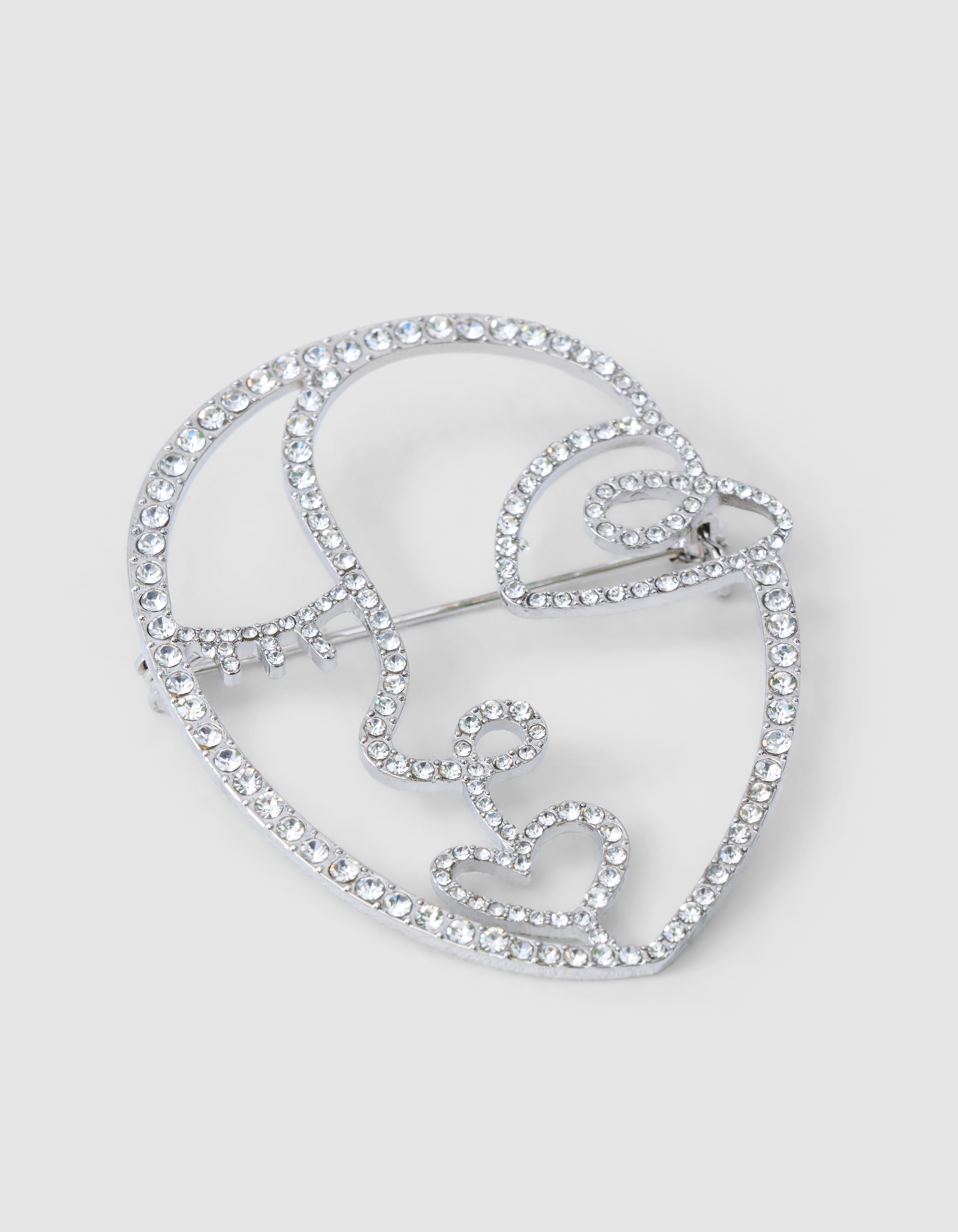 Strassgesicht Brosche Silber SHOEBY ACCESSOIRES