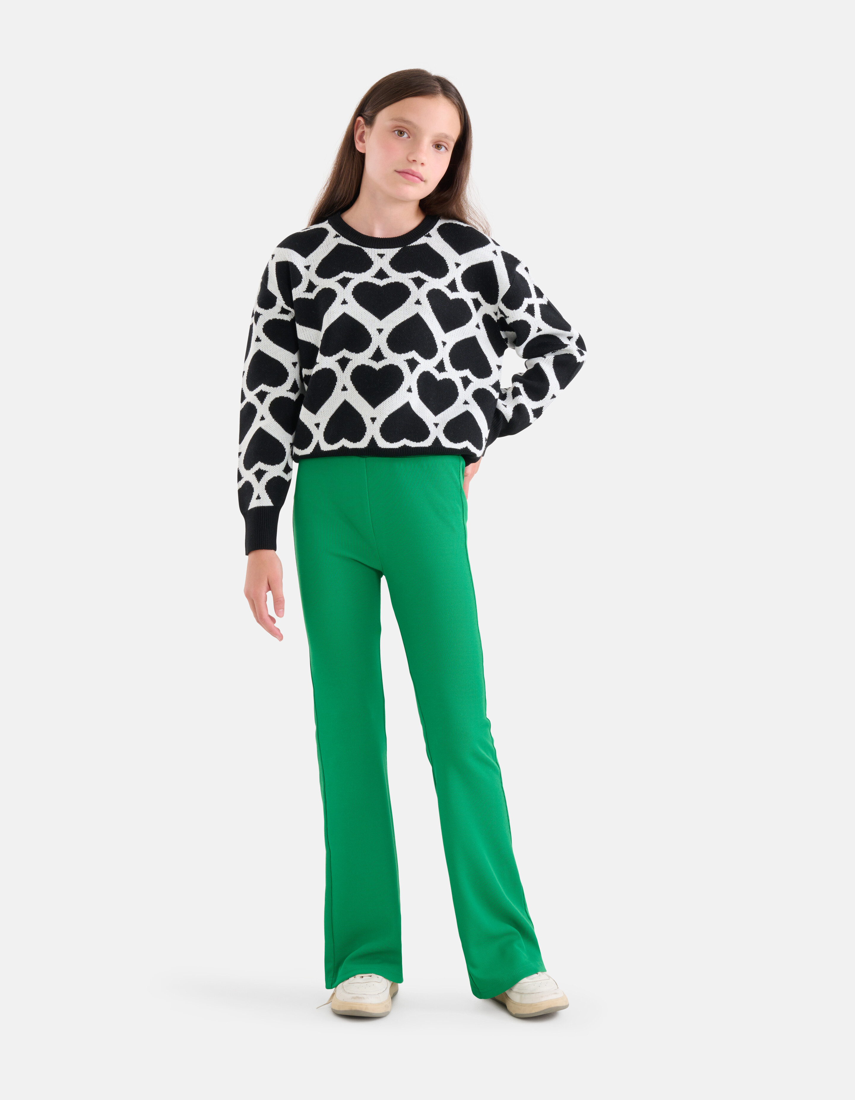 Ausgestellte Rippen-Leggings Grün SHOEBY GIRLS