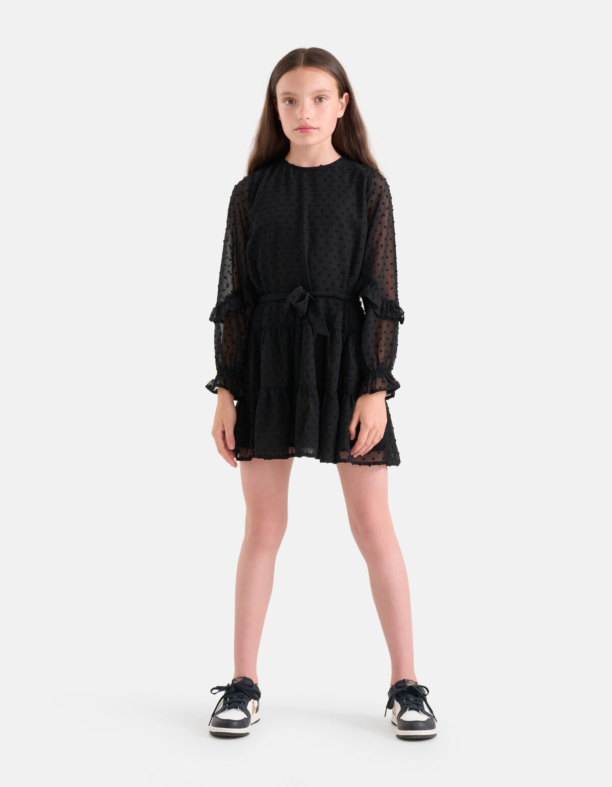 Chiffon-Pünktchenkleid Schwarz SHOEBY GIRLS