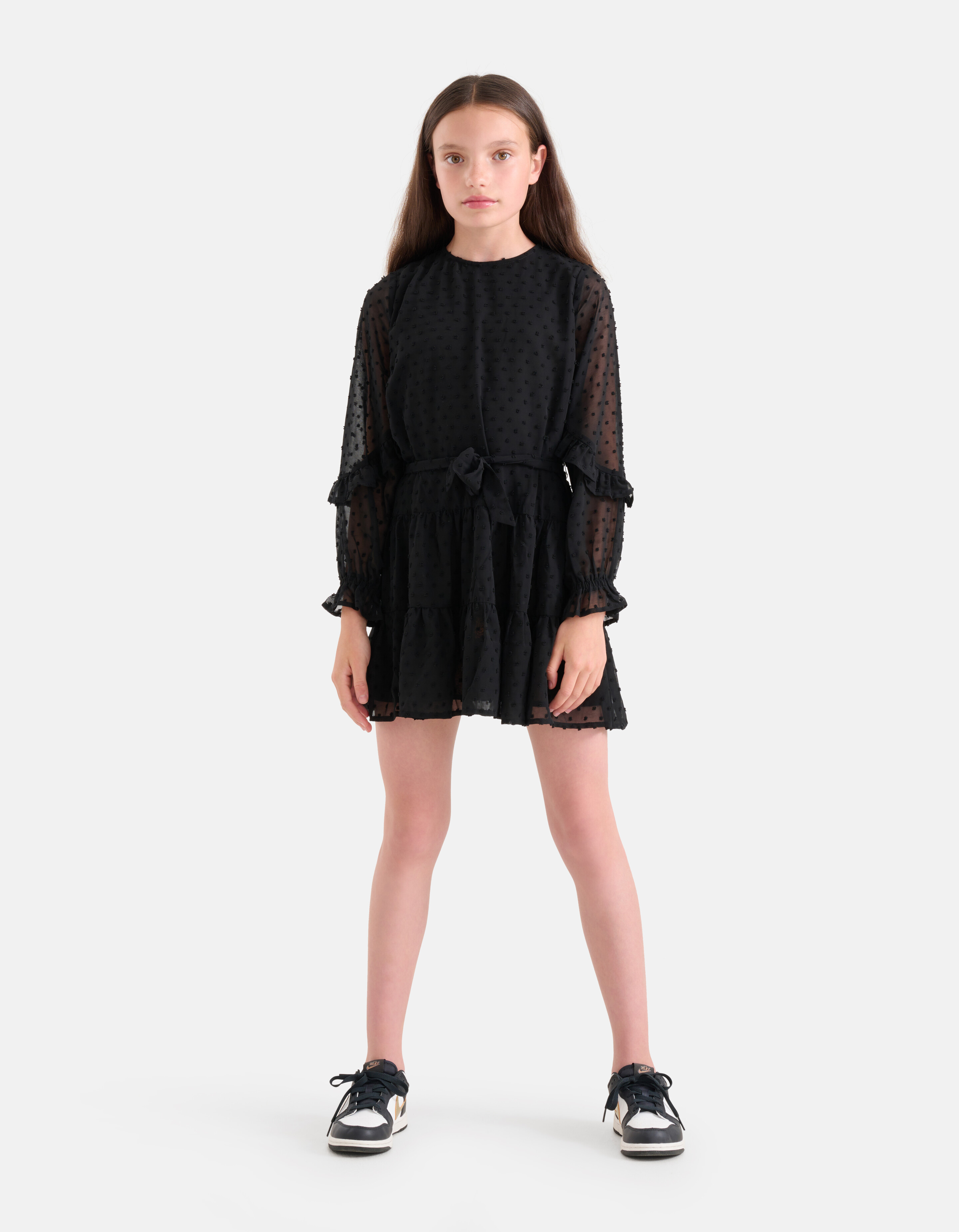 Chiffon-Pünktchenkleid Schwarz SHOEBY GIRLS