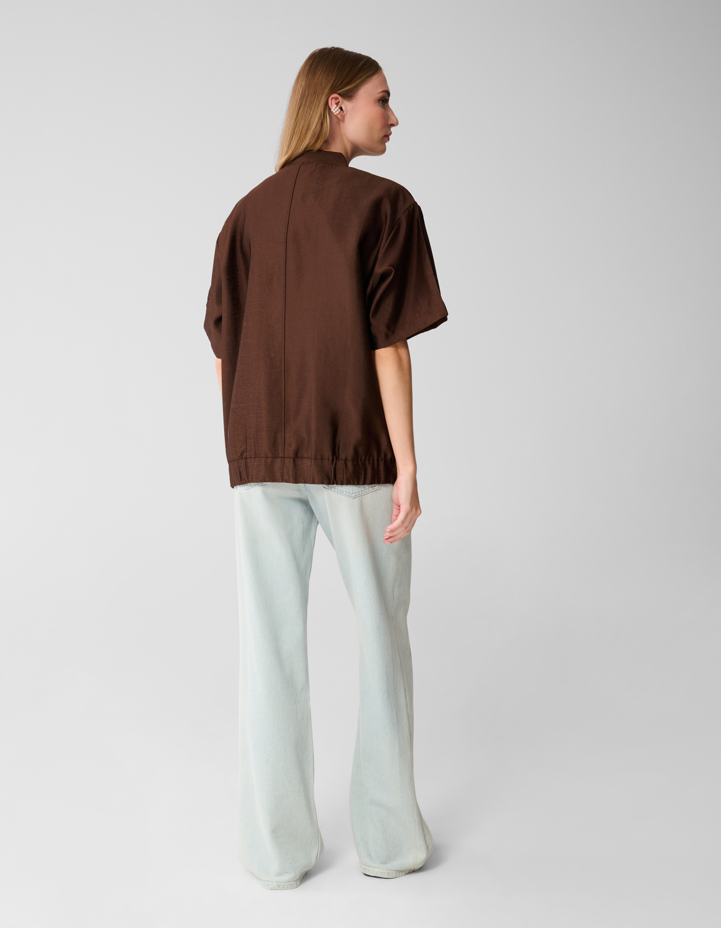 Kurzärmeliger Bomber in Übergröße Dunkelbraun SHOEBY WOMEN