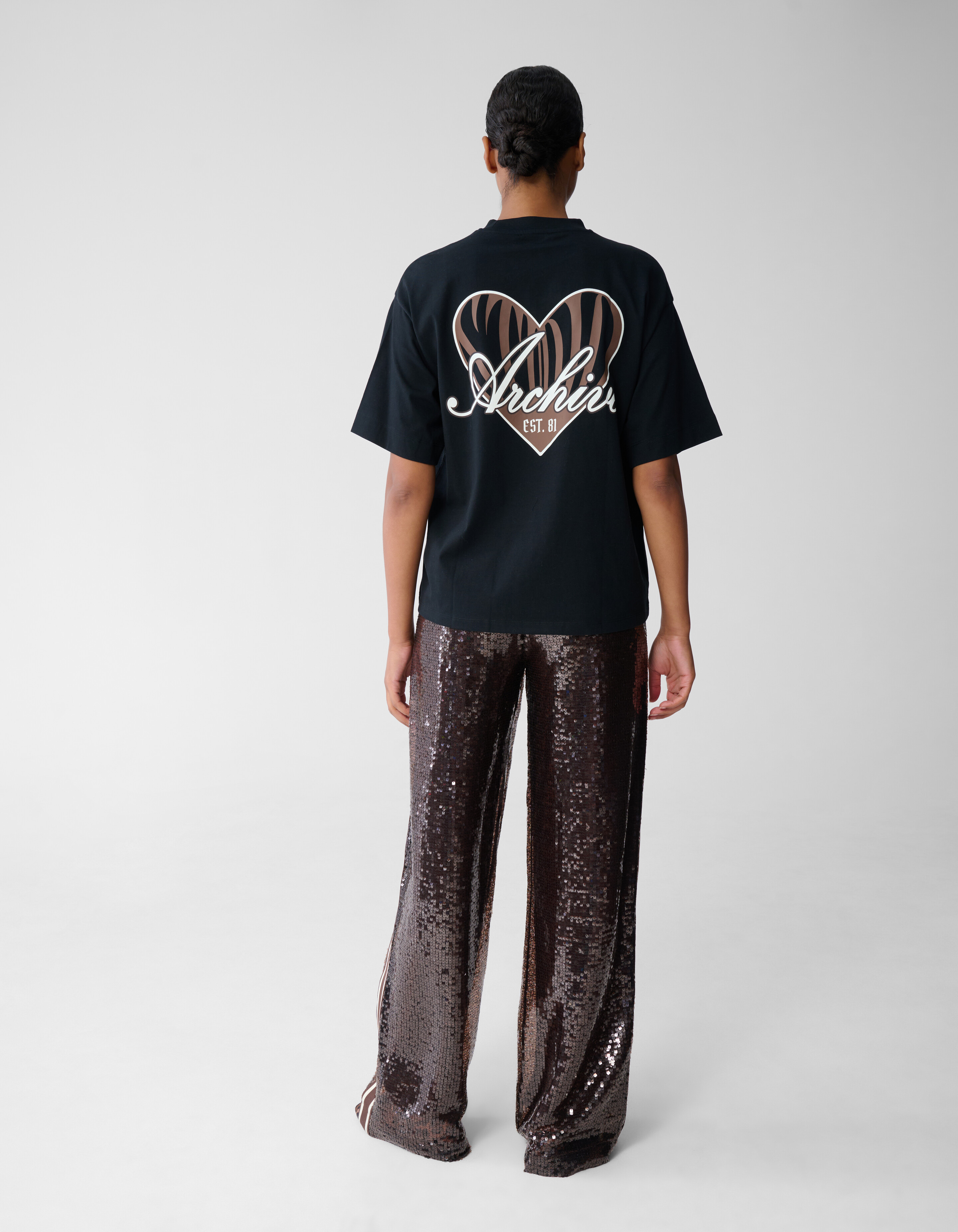 T-Shirt mit Herz-Motiv auf der Rückseite, Schwarz SHOEBY WOMEN