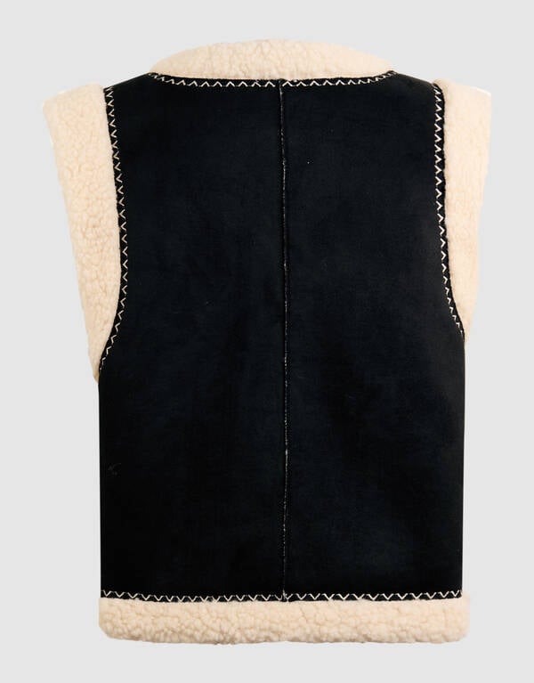 Weste mit Teddy-Stickerei in Schwarz SHOEBY GIRLS