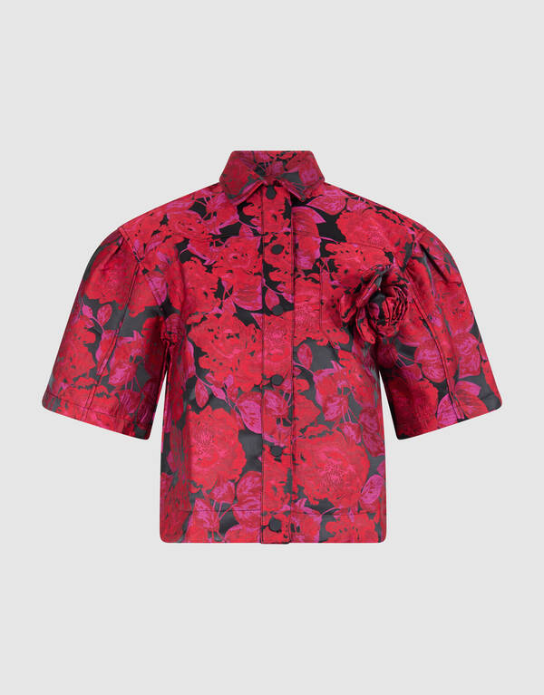 Rose Jacquard Bluse Dunkelrot SHOEBY WOMEN