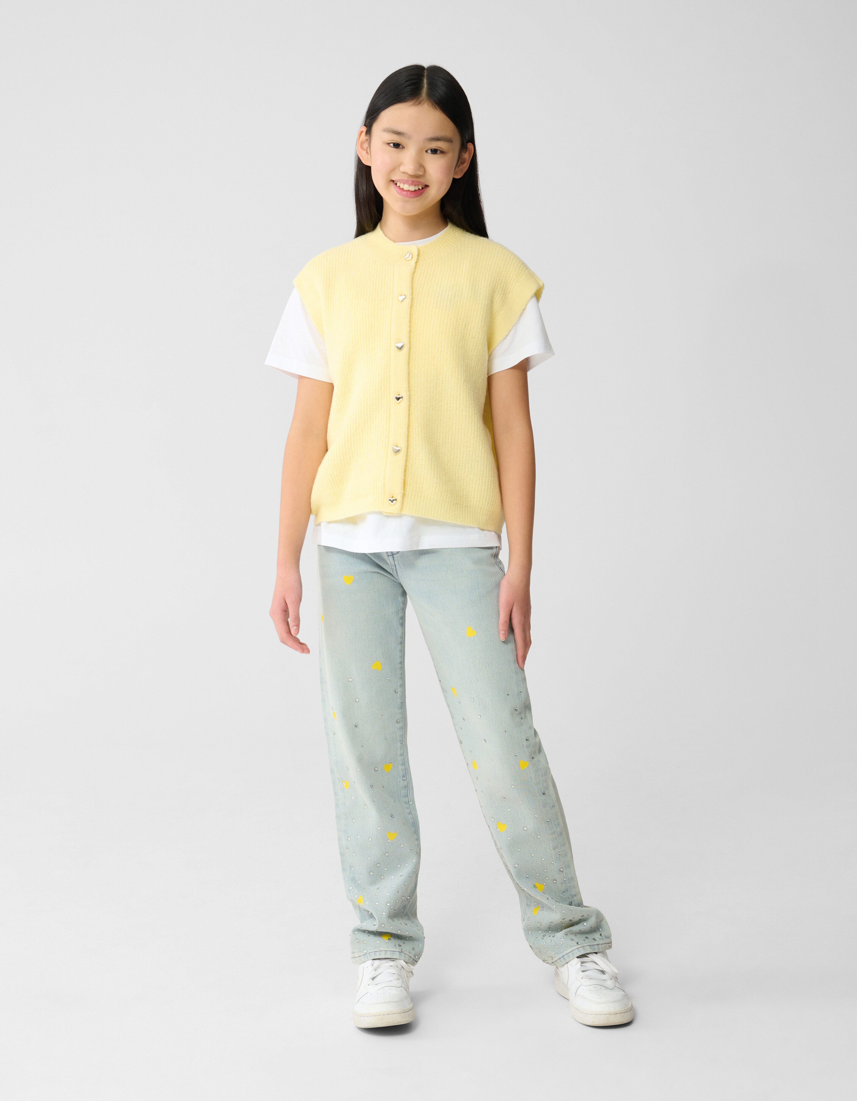 Rhinestone Heart breite Jeans gebleicht SHOEBY GIRLS