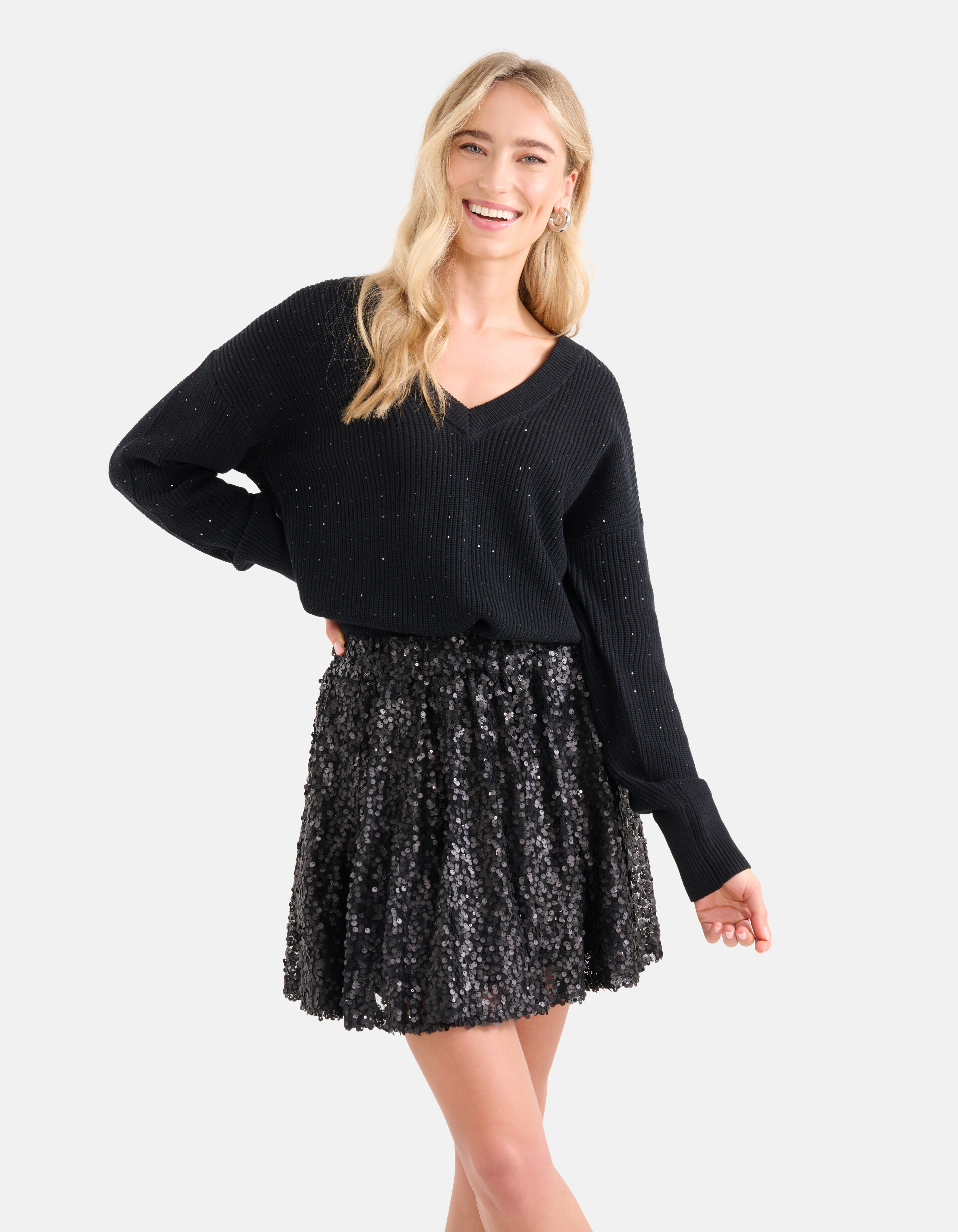Nieten-Pullover Schwarz von Nicolette SHOEBY WOMEN